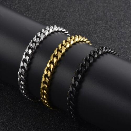 Bracelet mens stainless steel chain Friendship bracelet for women cuban link chain hand men gold bracelets black accessories
