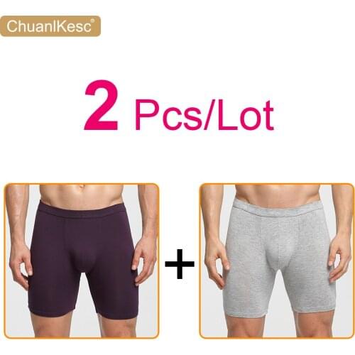 Cheap 2 Pcs/Lot Men’s Panties Running Fitness Boxers Cotton Simple Medium Length Shorts Biker Underwear