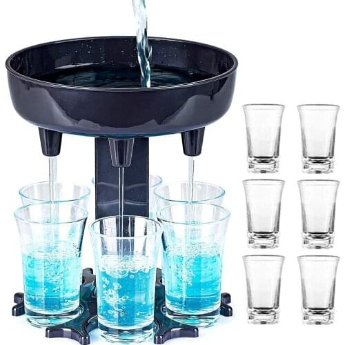 6 Shot Glass Dispenser and Holder, Wine Whisky Beer Dispenser, Multiple 6 Shot Dispenser For Filling Liquids Party Drinking Tool