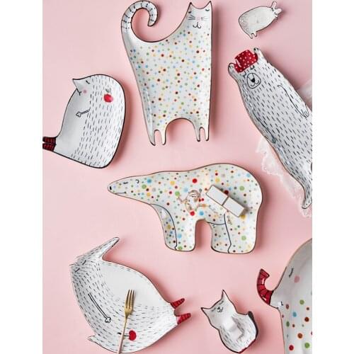 EECAMAIL Cartoon Shape Wave Point Plate Cartoon Children Creative Household Steak Plate Salad Plate Snack Plate Baby Meal Plate