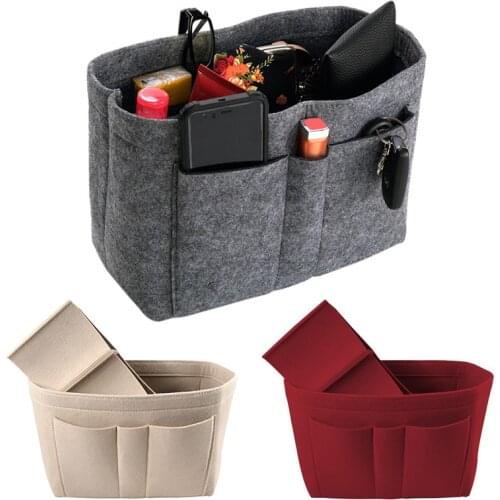 Felt Organizer Bag Closet Organizer Cosmetic Storage Bag Home Folding Wardrobe Organizer Office Desk Jewelry Makeup Bag