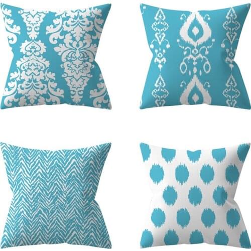 Kaleidoscope Blue Decoration Cushion Cover Throw Pillow Case for Home Chair Sofa Decoration Square Pillowcases