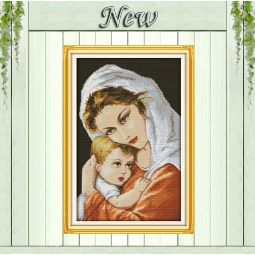 Oil painting style mum and son,Counted print on canvas DMC 14CT 11CT Cross Stitch Needlework kits,Embroidery Set,baby room Decor
