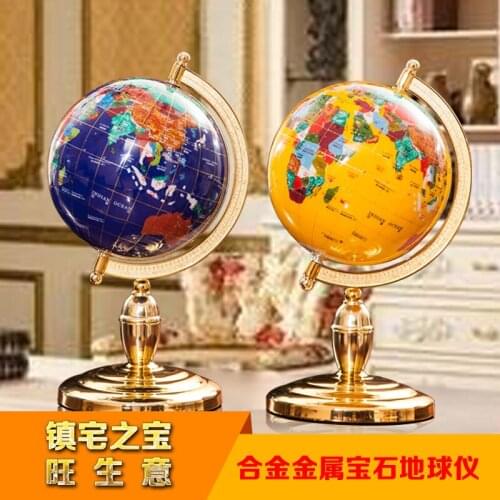 COOL-High grade business ART-2020 home office School best Decoration handmade 3D Crystal Gemstone Globe tellurion statue--M size