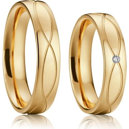 Alliance Lovers jewelry Mens and Ladies Wedding rings set for men and women gold color promise marriage couple ring