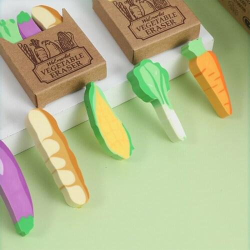 3pcs Novelty Vegetable Series Pencil Eraser Kawaii Stationery Cartoon Eraser for Kid Gift Student Prizes School Office Supplies