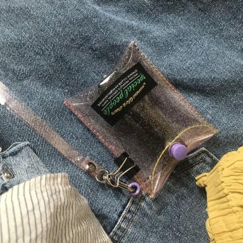 Glitter Transparent Card Holder Wallet Girl Neck Bags Lanyard Pouch Cute Photo Shiny Clear Coin Purse Women PVC Mini Wallet