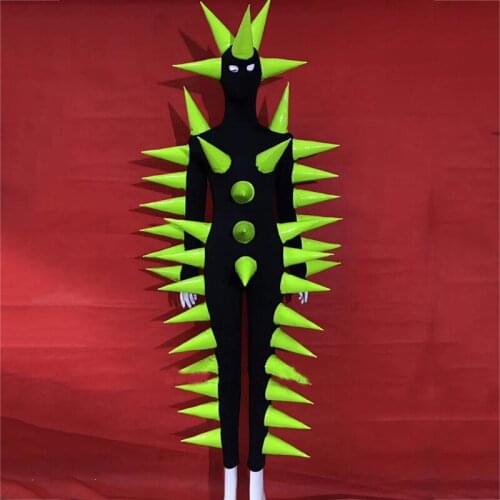 Halloween Cosplay Wear Bar Party Exaggerated Dance Clothes Fluorescent Green Pointy Pointed Jumpsuit Gogo Dacne Costume XS2777