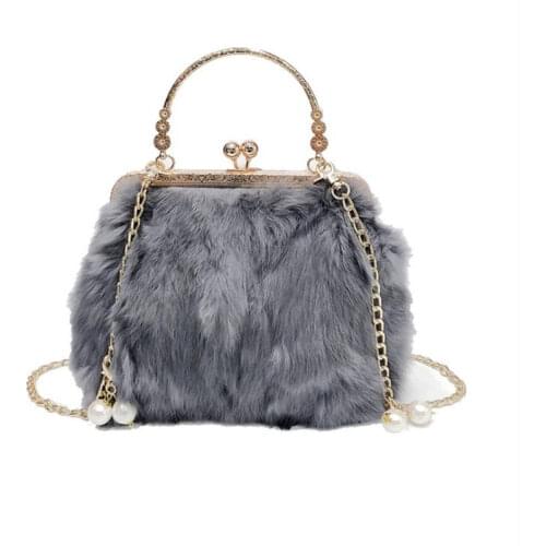 2020 hot women fur shoulder bags luxury pearl tassel handbags for girls winter hasp bags with chain drop shipping MN1160