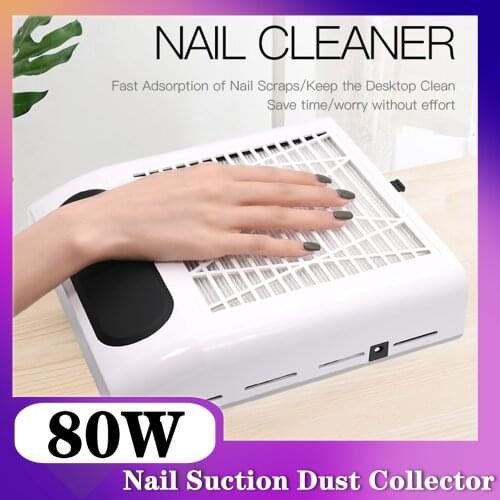 80W Powerful Vacuum Cleaner for Manicure Hood Machine Nail Dust Suction Collector Vacuum Cleaner for Nails Salon Equipment White