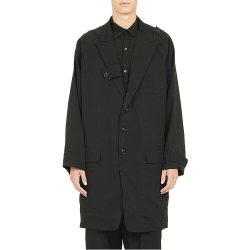 Double-sided multi-pocket windbreaker mens mid-length loose coat Yamamoto-style Lee presents the same jacket