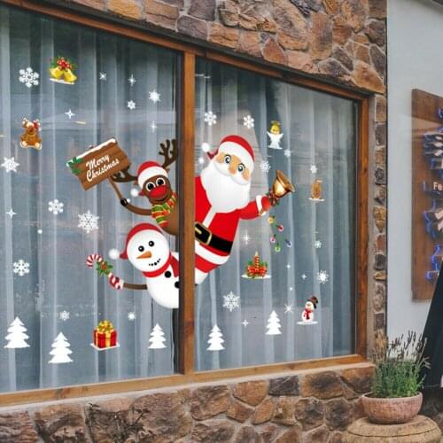 2020 Newest Hot Merry Christmas Window Wall Sticker Decals Snowflake Santa Claus Home Xmas Decor