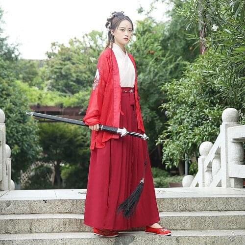 Origional Chinese Han Clothing Ancient Costume Phoenix Flower Embroidered Cloak Top Skirt 3PCS Set Halloween Coslay Costume