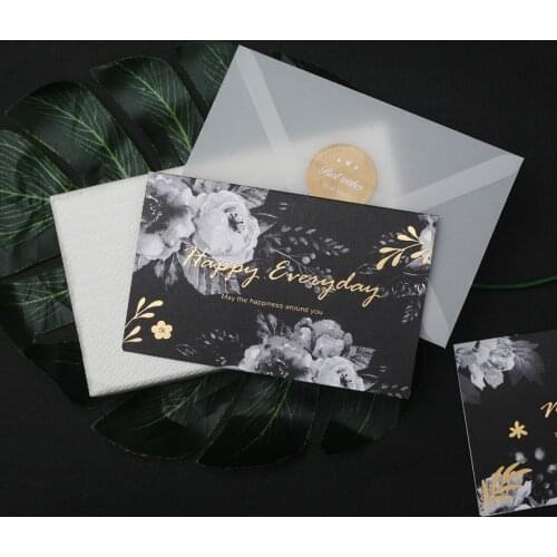 Original Flower Series Greeting Card with Envelope Holiday Birthday Handwriting Invitation card Premium Gift Message Card
