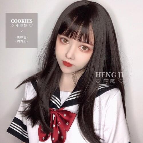 Heng Ji Wig Female Long Hair Lolita Lolita Natural Realistic Net Red Cute Girl Fake Hair Cookie