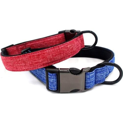 Pet Basics Collar Dogs Neck StrapCanvas Adjustable Buckle Personalize Dog Collar For Dogs Soft Fabric D-Ring Pets Necklace