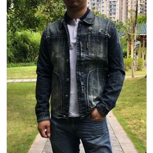 Casual slim man Y3 Ppclee denim jacket personalized button down embroidered patch tops nostalgic mens jackets
