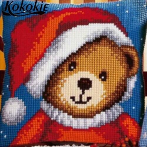 Christmas cross stitch kits cushion mat throw pillow case embroidery yarn needlework sets cotton handicraft pillowcase tools