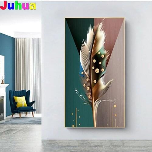 Nordic Vintage Abstract feather 5D DIY Diamond Embroidery diamond Stitch mosaic Kit Full drill Diamond Painting home decor