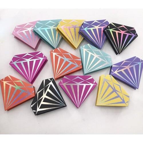 High Quality Holographic Diamond Boxes For Natural 3D Mink Lashes Custom Eyelash Packaging Box