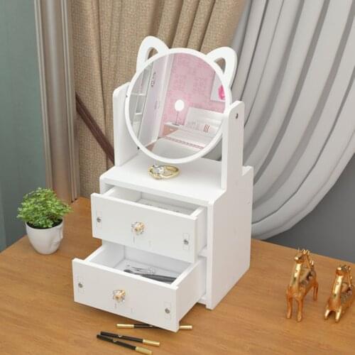 Makeup Mirror Portable Mirror Girl Desktop Dressing Mirrors Student Dormitory Dressing Table Simple Mirrors With Storage Box