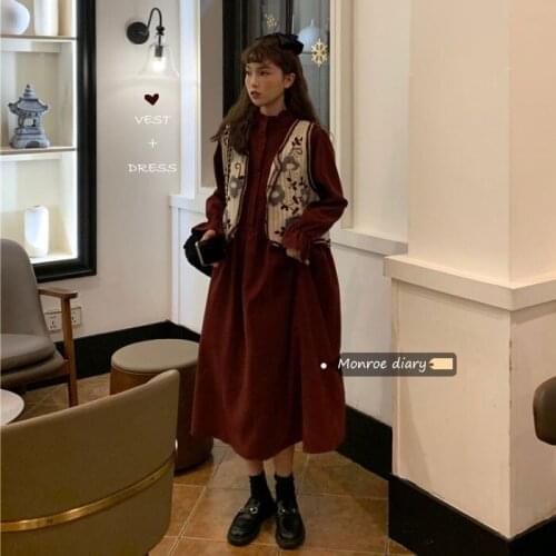 Woman clothes spring and autumn fashion retro dress two-piece