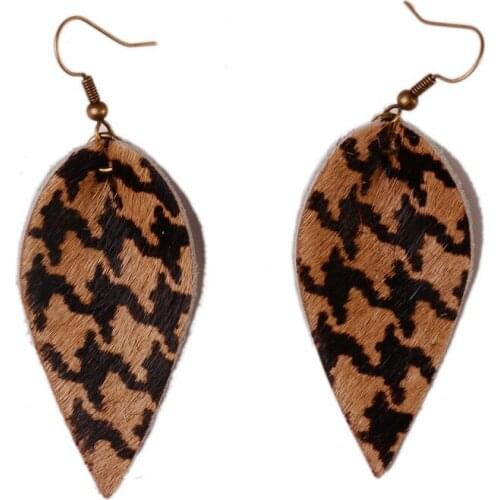 Rainbery Multicolor Genuine Leather Earrings For Women Statement Dangle Leopard Leaf Earrings Trendy 2021 Fashion Jewelry