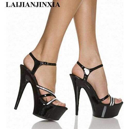 New 17cm Super high with sexy love crystal shoes with stage of ultrafine sandals preferential price womens Dance Shoes