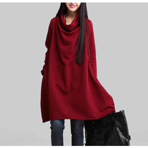 2018 autumn and winter new large size womens art pile pile collar long loose slim long sleeve dress