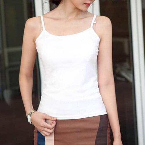 Vest Spaghetti Straps Solid Color Women Sleeveless Slim Camisole Tanks Top for Summer