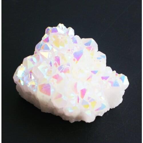 1PC Natural White Quartz Crystal Cluster Electroplated Color Point Rockquartz Ornament Healing Home Decor Gift