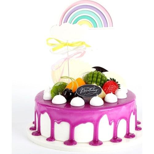 1 Pc Romantic Rainbow Insert Card Cupcake Toppers Cute Cartoon Cupcake Insert Card For Couple Birthday Wedding Party Decor