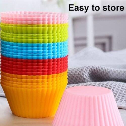 10Pcs Silicone Muffin Cups Cupcake Liners Reusable Round Cake Cup Non-Stick Baking Mold Bakeware Maker DIY Cake Decorating Tools