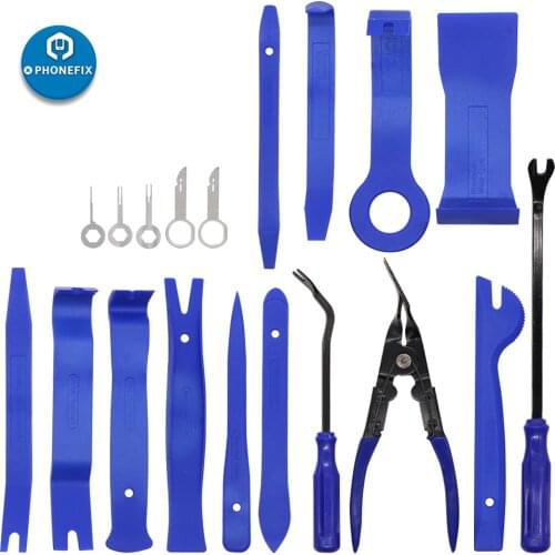 19 Pcs Auto Trim Removal Tool Kit Auto Trim Stereo Repair Panel Remover Pry Kit Car Dash Radio Door Trim Panel Clip Tools Set
