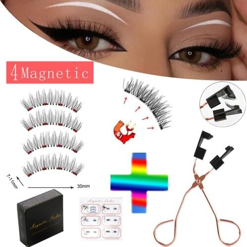 2 pairs of 4 handmade magnet eyelashes natural magnetic eyelashes mink eyelashes eyelash tools natural eyelashes，eyelash makeup