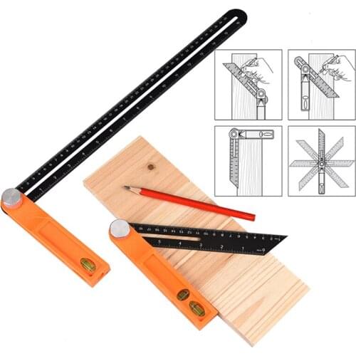 200-400mm T-type Scribing Ruler Multitool Adjustable Angle Marking Measuring Tools Woodworking Aluminum Alloy Protractor Gauge