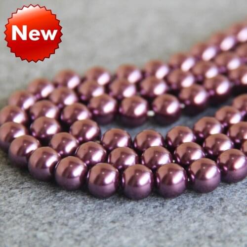 2015 New Fashion 8-14mm Purple Shell pearl beads Seashell DIY gift for women girl loose Jewelry making design 15inch Wholesale