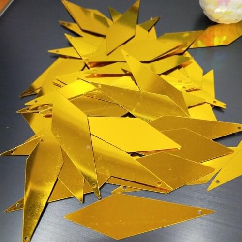260pcs 15*50mm Big Diamond Shape Loose Large Sequins For Crafts With 1 Hole Sewing DIY Garment Ornament Accessories Dark Gold