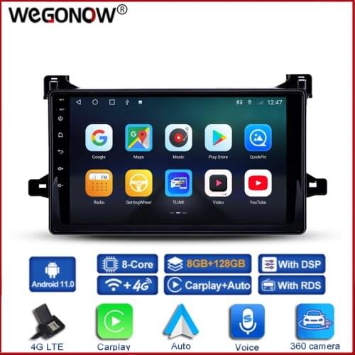 360 Panoramic Camera 6G+128G 8Core Android 10.0 Car DVD Player Video GPS Map WIFI Bluetooth 5.0 RDS Radio For Toyota Prius 2016