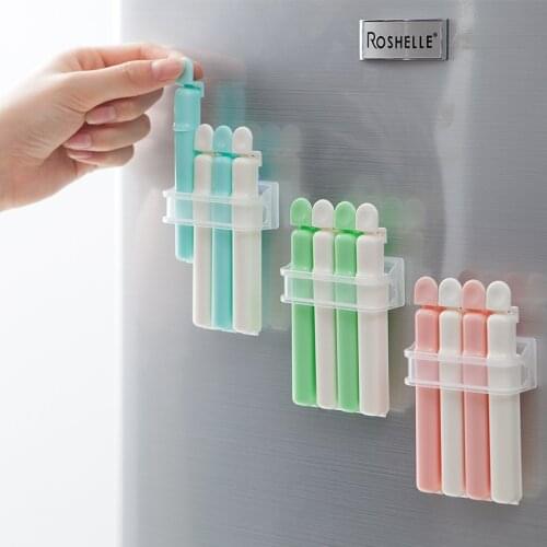 4 Pcs Wall-mounted Storage Food Plastic Bag Clip Portable Milk Powder Snack Fruit Bag Sealing Clips Eco-friendly Kitchen Gadgets