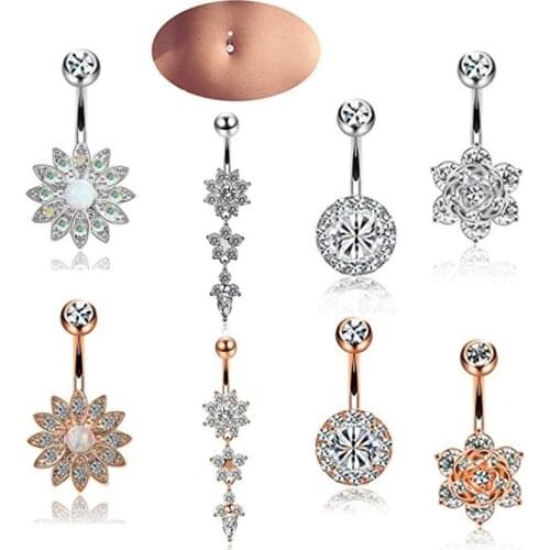 4PCS Belly Button Ring Set Dangle Navel Ring Boho Wholesale Summer Party Gift Beauty Decor Body Piercing Jewelry