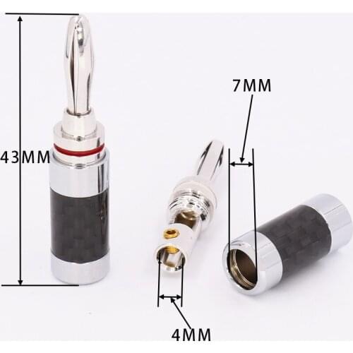 4PCS Rhodium plated Carbon fiber banana plug Speaker Cable Banana Terminal plug