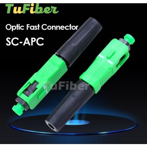 50Pcs Free Shipping Optical Fiber Fast Connector Single Mode Fiber Optic Fast Adapter FTTH SC APC Quick Connector Field Assembly