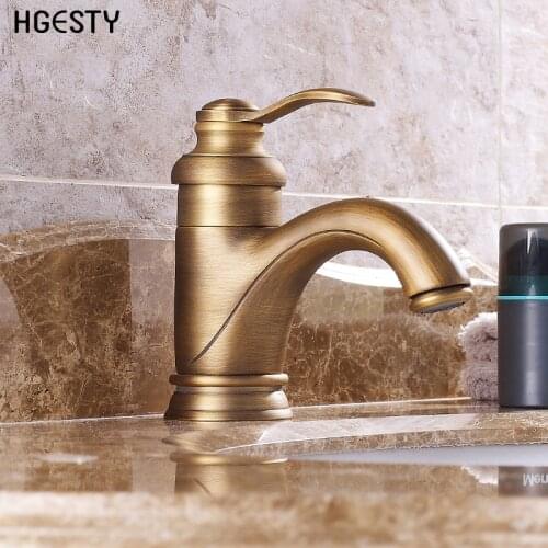 Antique Bathroom Basin Faucet Luxury European Style Sink Tap Single Handle Cold and Hot Water Mixer Tap Deck Mounted Short Tall