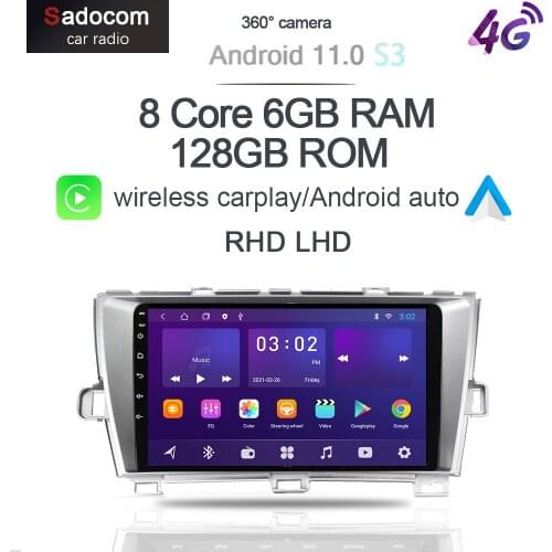 360 Panoramic Carplay 6G+128G 8Core Android 10.0 Car DVD Player GPS WIFI Bluetooth RDS Radio For Toyota Prius 2009-2015 RHD LHD