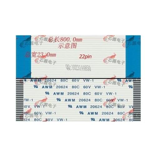 Free shipping flat cable the loop 1.0mm-22p-800mm-A FPC LCD LVDS 1.0mm 22pin 800mm lenght homonymous ffc line