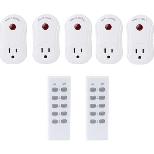 Wireless Remote Control Outlet ESPLENTY Smart Home Remote Control Set （5 Electrical Outlets + 2 Remote