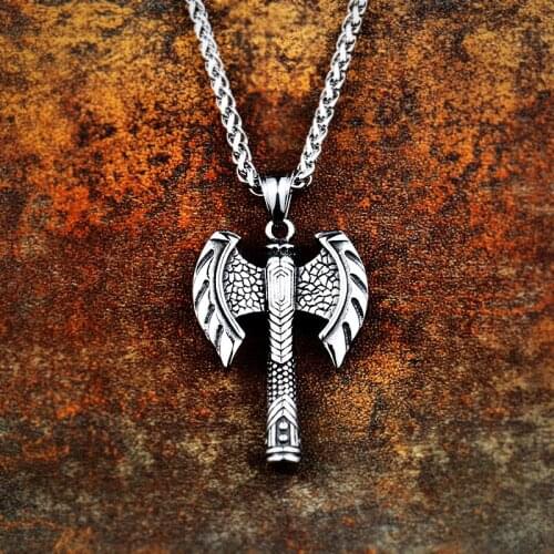316 Stainless steel Viking Ax Pendant Necklace axe Rune Ax bottle opener fit Chain for man gift Jewelry