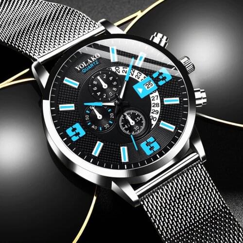 Reloj hombre Mens Fashion Watches Luxury Stainless Steel Mesh Belt Quartz Wristwatch Men Casual Leather Watch relogio masculino