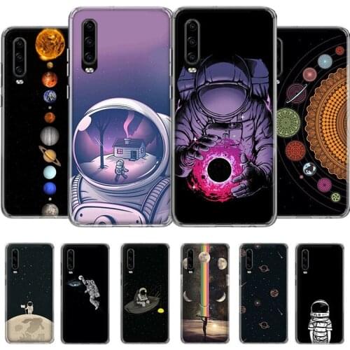 Pretty Space Moon Astronaut Phone Case For Huawei Honor Y 5 6 7 8 9 10 20 LITE A X S Pro NO/Finger Cover Coque soft Silicone TPU